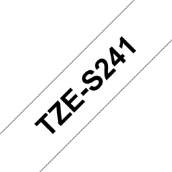 BROTHER TZe S241 tape 18 mm, Sort tekst på Hvid lamineret tape, 8 m.